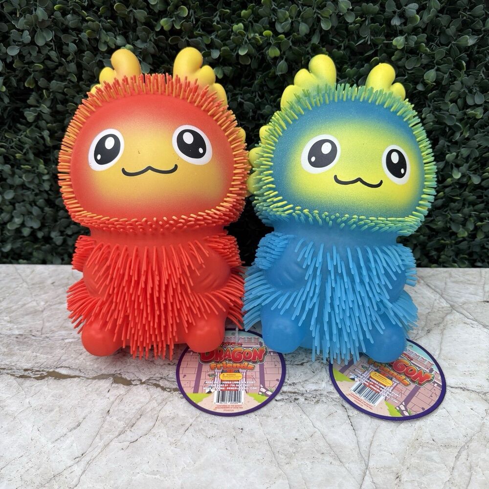 PPNC Jumbo Pufferz Dragon Friendz RED & BLUE Dragon Sensory Toy Lot of 2 NEW